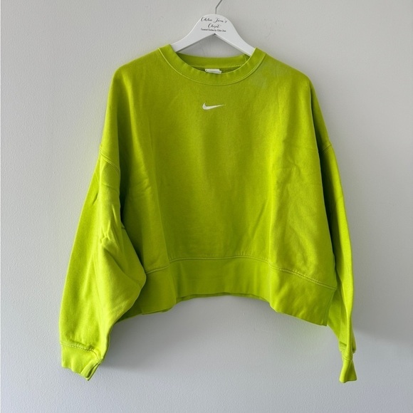 NIKE Lime Green Middle Swoosh Crewneck L - Picture 4 of 6